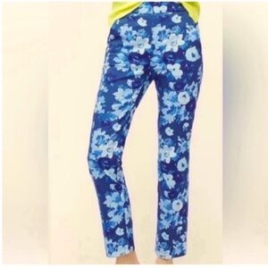 J. Crew NEW Ankle Cropped High Waisted Pants Blue Floral Womens 8P Cottagecore